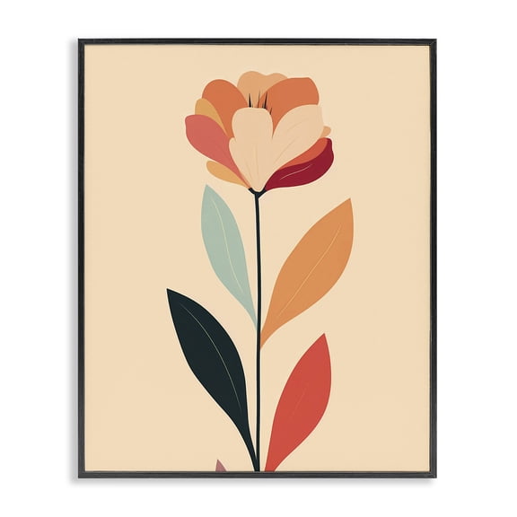 Stupell Industries Modern Retro Hue Flower Black Framed Giclee Art, 11 x 14, by Walker Noble