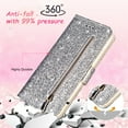 thumbnail image 4 of Dteck Case For Apple iPhone 11 Pro Max(6.5 inches) ,Magnetic Leather Bling Glitter Card Holder Wallet Case Kickstand Strap Full Protective Phone Shockproof Rubber Cover ,Silver, 4 of 4