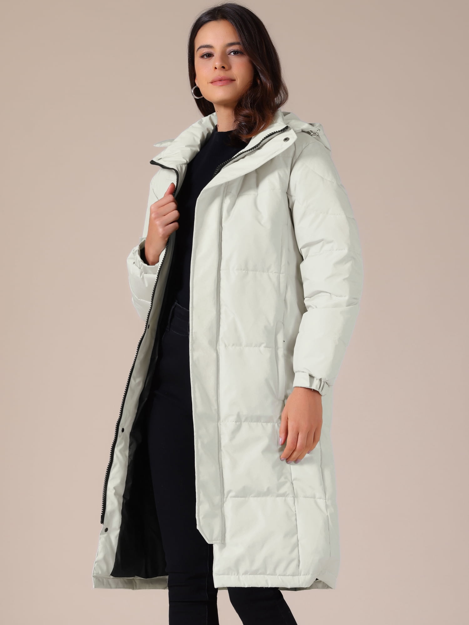 DARING DIVA Women's Warm Parka Down Hooded Outwear Thicken Puffer Coat 2XL White