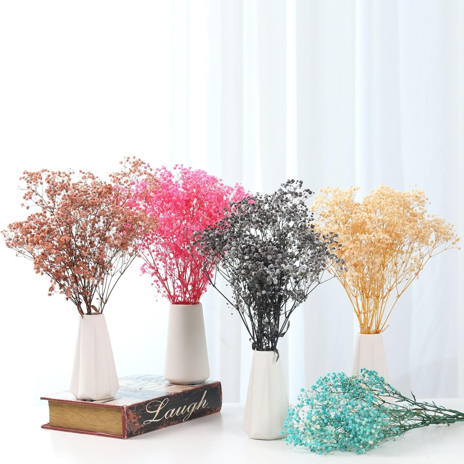 Babys Breath Dried Flowers Bouquet-17'' 2500+ Ivory Dry Flowers, Natural Gypsophila Branches for Wedding, Home Table Vase Decor, DIY Wreath Floral, Fall Thanksgiving Autumn Decoration (Brown, 3oz)