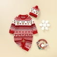 thumbnail image 5 of Generic Workout Sweaters for Kids Boy Girl Christmas Deer Knitted Crew Neck Sweater Baby Jumpsuit Romper Cotton Xmas Hat Caps Outfits Clothes Set for Cute Fashion Pullover(3-6 Months,Red), 5 of 9