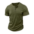 thumbnail image 4 of Tops para hombre, blusas y camisas de manga corta con cuello redondo para hombre. Blusa informal lisa de manga corta con cuello redondo y botones para hombre., 4 of 7