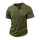thumbnail image 4 of Ceisia Men's Slim-Fit Henley Neck Slub Cotton Short Sleeve T-Shirt Army Green XXL Gifts, 4 of 7