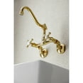 thumbnail image 3 of Kingston Brass KS3222AX Vintage 6" Adjustable Center Wall Mount Kitchen Faucet, Polished Brass, 3 of 5