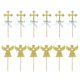 thumbnail image 3 of EeaseMX 24 piezas (2 paquetes) de adornos para tartas con forma de cruz y ángel, palillos brillantes para cupcakes, decoración para fiestas, bodas, cumpleaños, festivales (lazo azul), 3 of 8