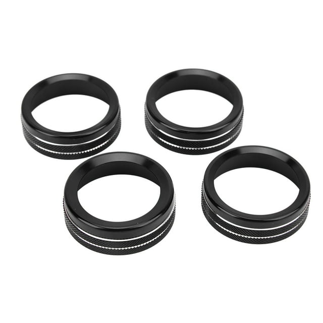 Center Console Knob Trim, AC Switch Ring Rustproof Dustproof Aluminium Alloy Protective Anti Scratch Fashion For Car Black