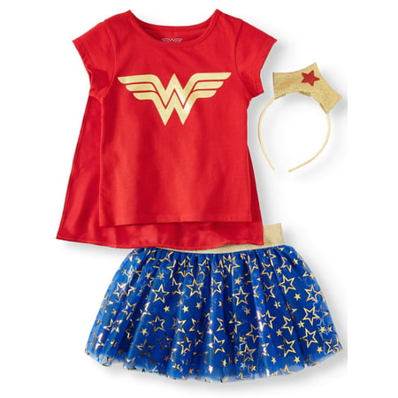 Wonder Woman T-Shirt, Tutu Skirt, & Headband, 3pc Outfit Set (Toddler Girls)