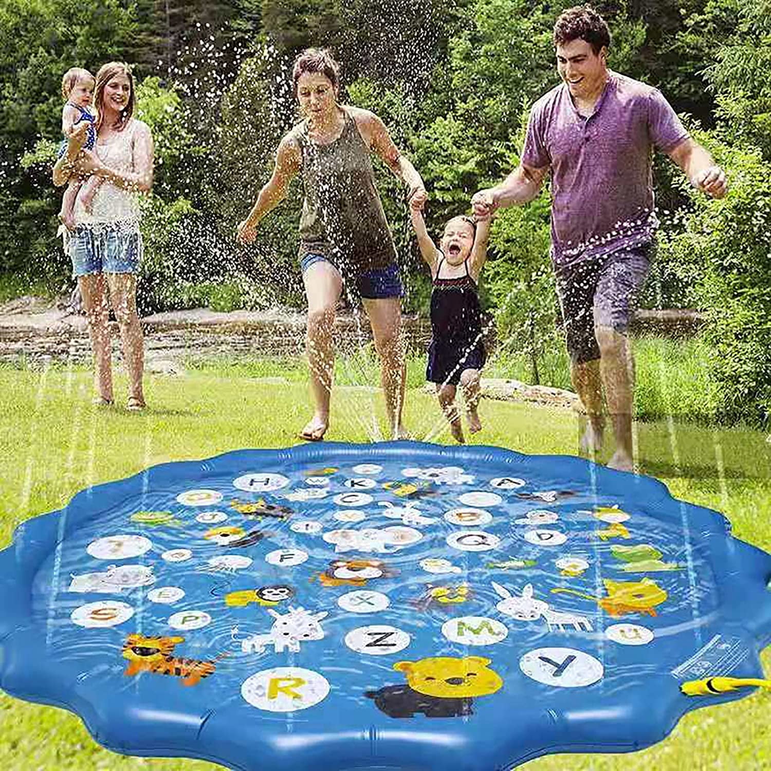 Details about   Water Sprinkler Splash Pad for Kids-Upgraded 68' Outside Water Play Game Fountai 