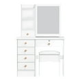 thumbnail image 3 of Trayknick Vanity Desk with Sliding Mirror, Bedroom Dressing Table, Makeup Desk with 6 Drawers, Open Shelves, Hidden Storage Space, 3 of 12