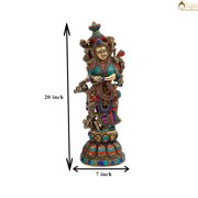 StatueStudio Brass Radha Krishna Idol Showpiece For Home Décor Religious Hindu God Love Murti Best For Valentine Gift Shining Inlay