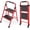 Red, variant on PETGLE Step Ladder, Folding Ladder with Non-Slip and Wide Pedal, Small Ladder with Handle, Heavy Duty Steel Stool, Lightweight Step Ladder (Red, 3 Step Stool)