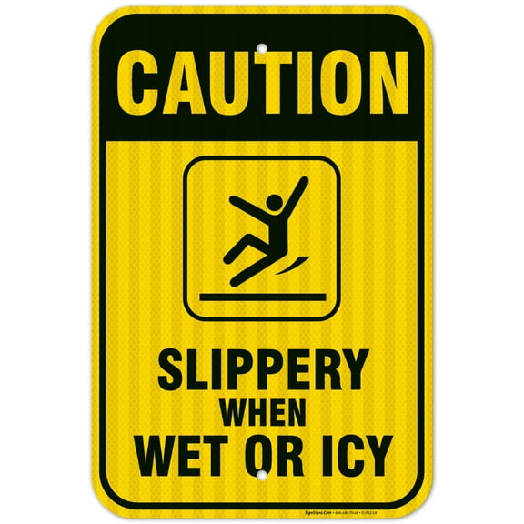 Slippery When Wet Or ICY Sign, Caution Sign,