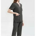 thumbnail image 3 of Women's Uniform Set - V-Neck Scrub Top & Straight Leg Scrub Pants with Multi-Pocket, Yoga Waistband, 4-Way Stretch,Dark Gray S, 3 of 4