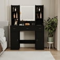 thumbnail image 6 of YYAo Dressing Table, Makeup Desk Dressing Table,Dressing Table with Drawers and Storage Cabinet, Dressing Table with Dressing Pad, Black, 6 of 10