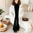 thumbnail image 4 of BRGZLK Girls Faux Fur Coat Kids Fluffy Long Sleeve Hooded Button Down Jacket Winter Daily Wear Outwear with Pockets White 7-8 Years, 4 of 5