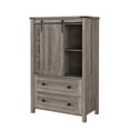 thumbnail image 1 of Cómoda Alta de 5 Cajones Estilo Granja - Mueble Organizador con Puerta Deslizante Tipo Granero, Compartimento de Almacenamiento y Repisa Ajustable - Acabado Teca, 1 of 8