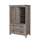 thumbnail image 1 of Cómoda de 5 Cajones Estilo Granja, Armario de Madera con Puerta Corrediza de Granero, 122 cm de Alto, Estante Ajustable, Organizador Ahorra Espacio para Recámara, Sala, Pasillo – Blanco/Gris/Nogal, 1 of 8