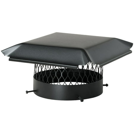 Black Chimney Hood - Draft King CBO12 Single-Flue Black Galvanized-Steel Round Bolt-on Chimney Cap (12