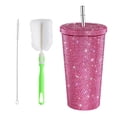 thumbnail image 1 of LEARNEVER 750ml Straw Cup w/Lid Reusable Rhinestone Stainless Steel Double Layer θ( &], 1 of 6