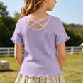 thumbnail image 2 of HUITKMM Girls Shirts Size 7-8 Crisscross Back Short Sleeve Solid Casual Summer Top, 2 of 4