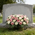 thumbnail image 6 of FTsdfkl 20Inch Cemetery Flowers for Grave,Headstone Flower Saddle,Flowers for Cemetery Grave Decoration Headstone Flower Saddle for Headstone Decoratio (Purple White), 6 of 6