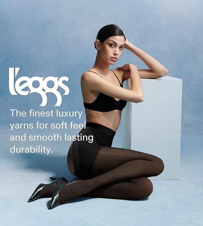 L'eggs 360 Contour Women's Opaque Tights, 60 Denier, Black, Sizes up to 2XL