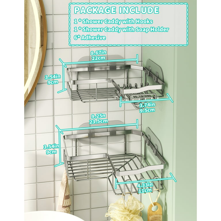B-Land Shower Caddy 8 Pack, Large Capacity Shower Shelves Strong Adhesive  Shower Organizer for Bathroom,No Drilling Rustproof Stainless Steel  Bathroom