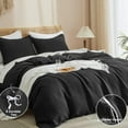 thumbnail image 5 of PHF Waffle Duvet Cover Set Queen Size, 3 Pieces Soft Breathable Bedding Comforter Cover for All Seasons, Waffle Textured Duvet Cover with 2 Pillow Shams Bedding Collection, 90"x90", Black, 5 of 6
