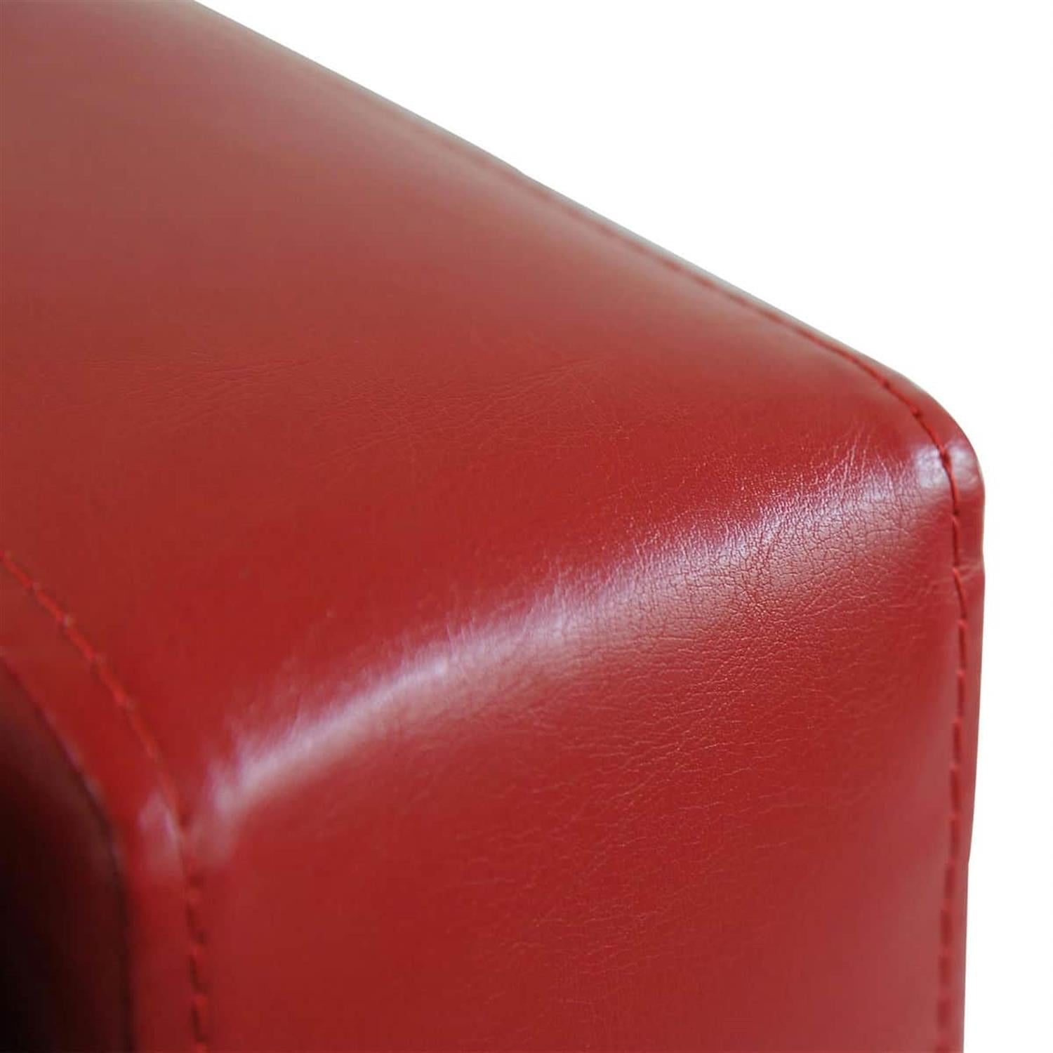 Demi Bonn 50" Oversized Ottoman, Tufted Faux Leather Bench, Storage Ottoman for Living Room, Bedroom, Modern Storage Bench, Red