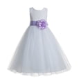 thumbnail image 2 of Ekidsbridal White Floral Lace Heart Cutout Flower Girl Dresses Formal Photoshoot Birthday Party Gown 172T 14, 2 of 3