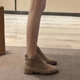 thumbnail image 2 of NOKIO Elegant Women'S Suede Short Boots Women'S Lace-Up Vintage Ankle Boots Ladies Fashion Solid Suede Front Lace Up Boots Side Zipper Heel Short Boots Sleek Women'S Ankle Boots, 2 of 6