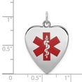 thumbnail image 2 of Sterling Silver Engraveable Red Enameled Small Heart Medical Pendant - Measures 23x19mm Wide, 2 of 2