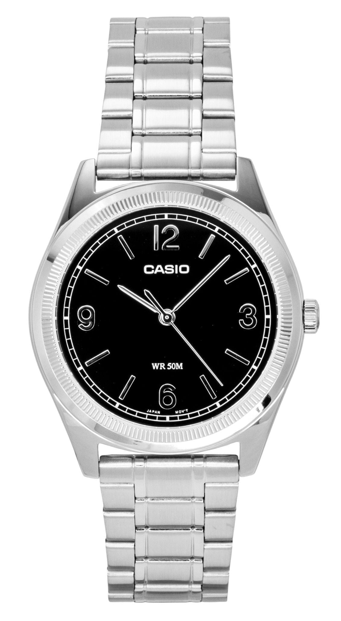 CASIO 【MTP-1370G-1A】 Casio Men's Black Dial Gold Stainless Steel Day Date Watch - MTP
