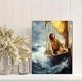 thumbnail image 2 of Qisvanset 12x16 Inch With Frame 2D Flat Wall Art Jesus On Boat Storm Biblical Scene Home Wall Art Print, 2 of 8