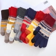 thumbnail image 5 of Women Men Warm Stretch Knitted Gloves Mittens Winter Keep Warm Christmas Snowflakes Print Knitting Golves Outdoor Riding Driving Mittens With Plus, 5 of 5