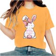 thumbnail image 1 of Camisetas de Cuello de Tripulación de Manga Corta para las Mujeres Cartas de Impresión de Pascua Camiseta de Manga Corta, Spandex de Poliéster, 1 of 5
