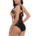 thumbnail image 4 of Uemuo Sunset Western Cowgirl Print Women's One Piece Swimsuit Asymmetrical Neck Bathing Suit One Shoulder Side Cutout Ruffle Swimwear-Medium, 4 of 6