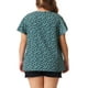 thumbnail image 4 of GRACE & GRANDEUR Camisa Blusa de Gasa Floral de Cuello con Abertura y Mangas Cortas Acampanadas para Mujeres de Talla Grande 2X Azul Verde, 4 of 8