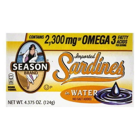Seasons Club Sardines in Water No Salt Added, 4.375 OZ (Pack of