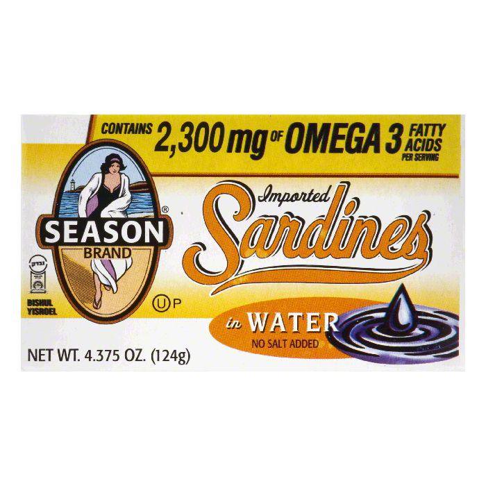 Seasons Club Sardines in Water No Salt Added, 4.375 OZ (Pack of 12