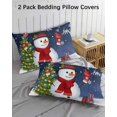 thumbnail image 2 of Navy Blue Christmas King Pillow Cases Set of 2 - Microfiber Bed Throw Pillow Covers, Gifts Xmas Tree Snowman Snowflake Winter Decorative Lumbar Pillow Cover with Envelope Closure for Sofa 20"x36", 2 of 6