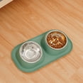thumbnail image 6 of PETIMI Cat Bowl, Small Dog Bowls, Cat Food Bowl with 2 Removable Stainless Steel Feeding Bowls, Suitable for Small and Medium Sized Pets（Green）, 6 of 7
