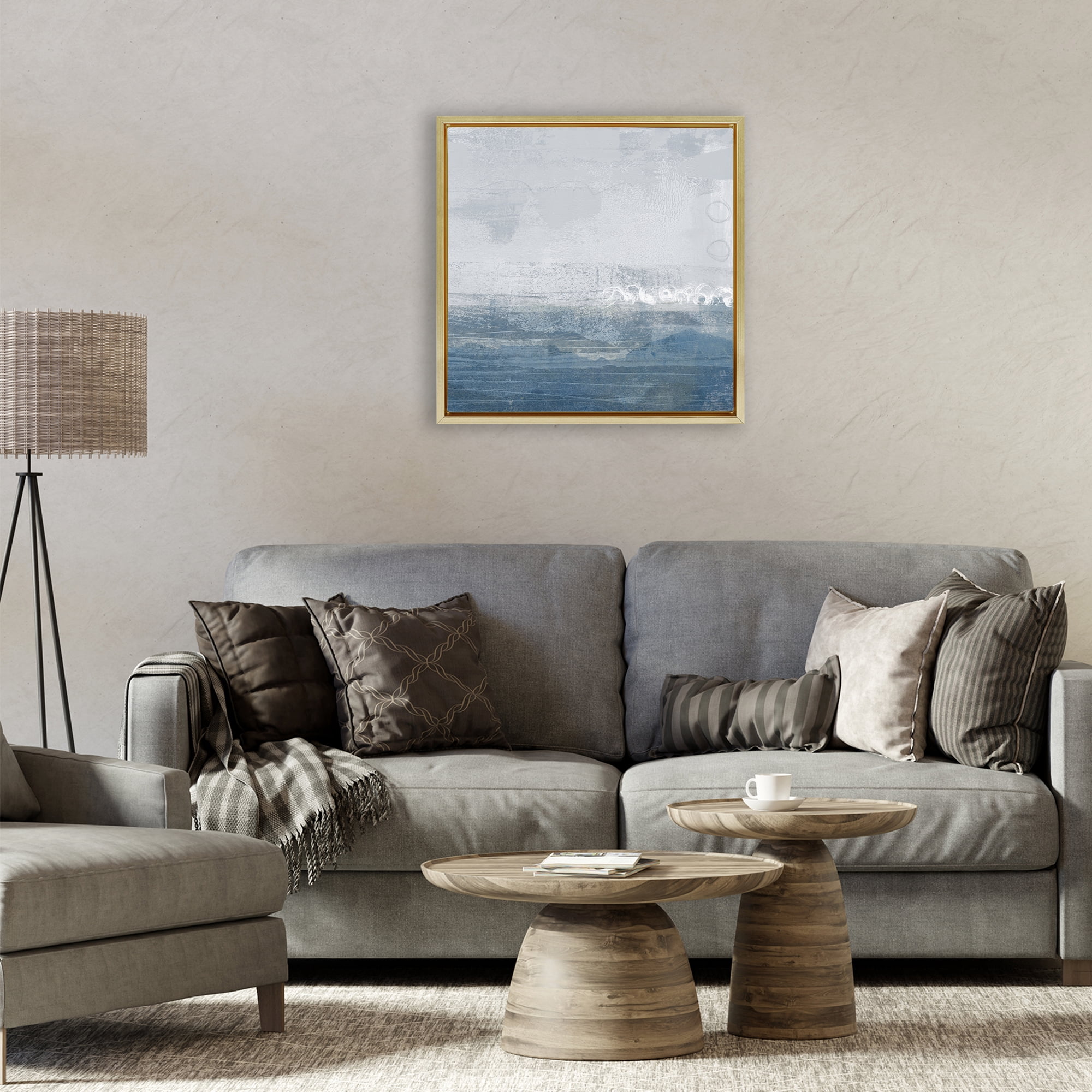 Stupell Industries Ocean Tide Abstract Gold Framed Floater Canvas Wall Art, design by Dan Meneely
