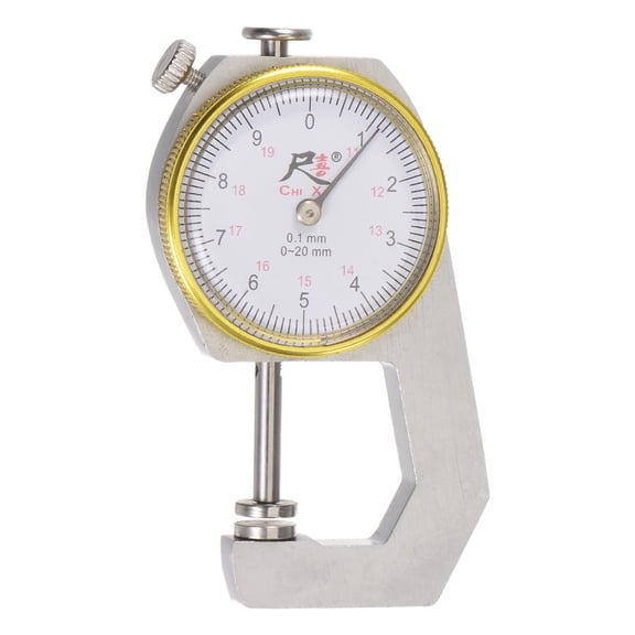 Metal Dial Thickness Gauge 0-20mm | 0.01mm Mechanical Thickness Tester Gauge Flat Head for Leather, Paper, Metal