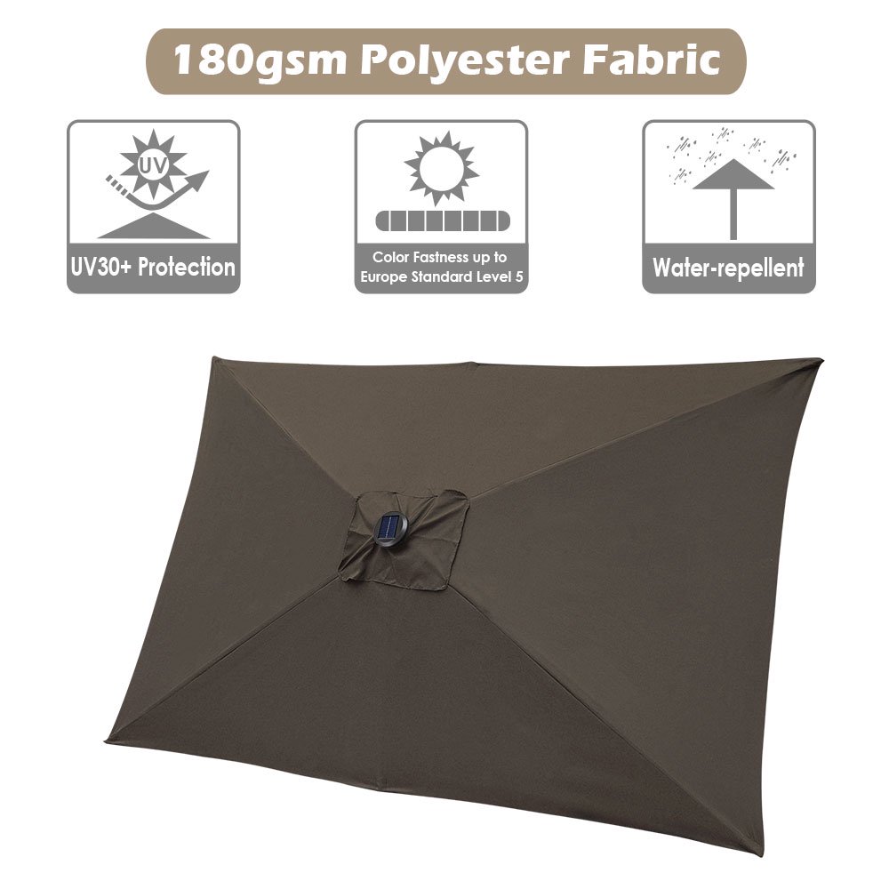 Yescom 10 X6 5 Rectangle Aluminum Solar Outdoor Crank Tilt Patio Umbrella For Yard Poolside Garden Market Pack Of 2 Walmart Com Walmart Com