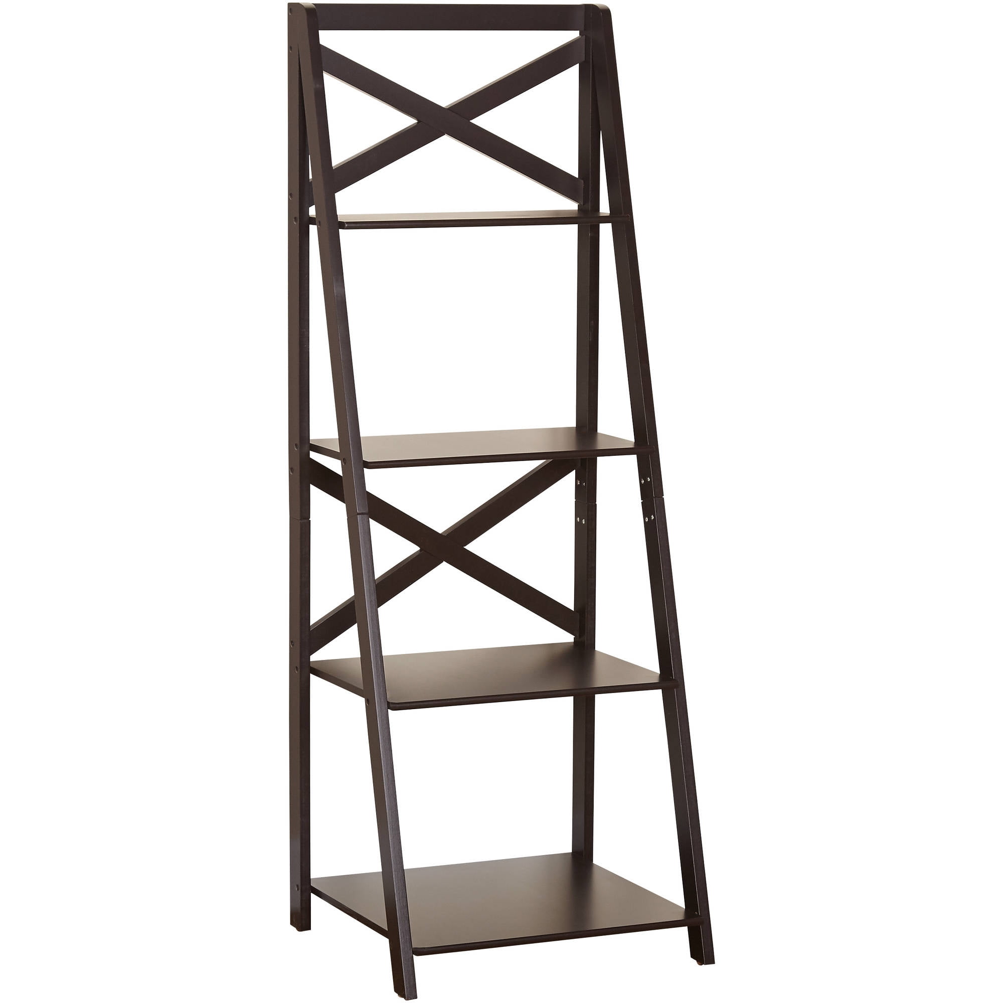 Bookshelf Wood Storage Display Shelf Wall Ladder Bookcase