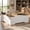 Two-Tone White & Oak, variant on 71" L-Shaped Electric Standing Executive Desk, Walnut & Antique White Height Adjustable Desk with File Cabinet, Drawers, USB Outlets & Privacy Panel