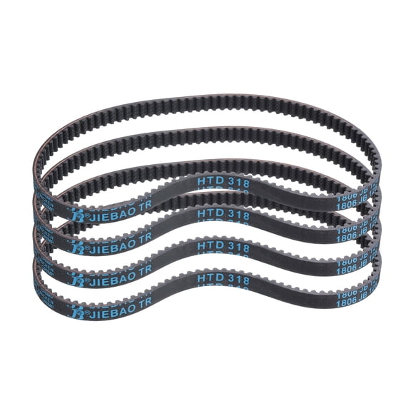 4Pack HTD-3M Rubber Timing Belt 106 Teeth, 318mm Pitch Length x 6mm Width x 2.4mm Height, Closed Loop Pulley Timing Belt