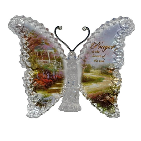 The Bradford Exchange Gardens of Paradise Sculpture Collection: Crystalline Butterfly "The Garden of Prayer" by Thomas Kinkade 6-Inches