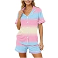 thumbnail image 5 of Enjoytime Cute Pajama Sets for Women Print Comfy 2 Piece Sleepwear Short Sleeve Button Down Shirts with Shorts Loungewear Set, 5 of 7
